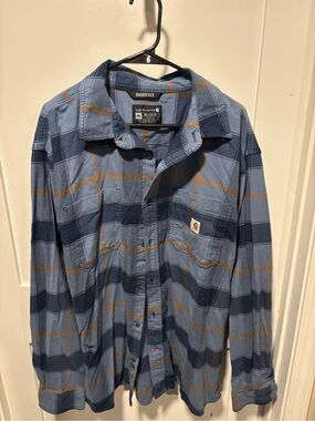 Carhartt Blue and Rust Plaid Rugged Flex Shirt